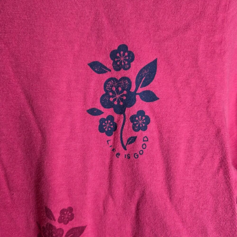 Life is Good Long Sleeve Crusher Tee Pink Floral Womens Large - Picture 6 of 7
